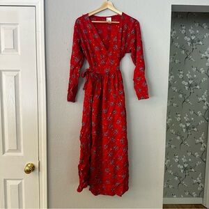 Hanna Andersson Red Floral Long Sleeve Dress